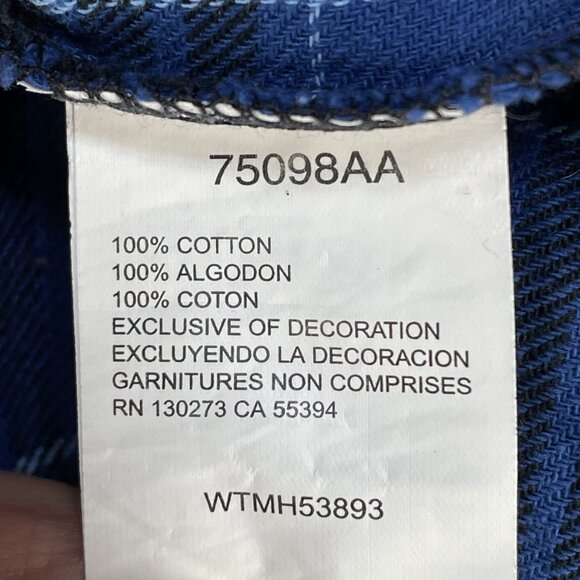 Wrangler Shirt Men's M Blue Plaid Long Sleeve Lightweight Flannel Pearl Snap - Picture 7 of 8